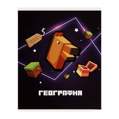Тетрадь предметная, 36 листов в клетку, Calligrata «Пиксели. География»