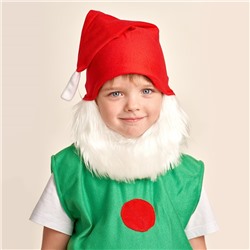 Карнавальный костюм «Гном», колпак, борода, безрукавка, набивной живот, пояс, 3-5 лет, рост 104-116 см