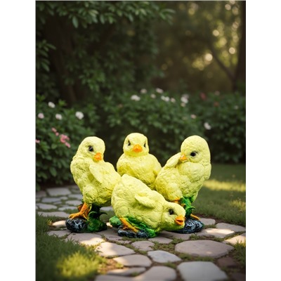 Садовая фигура из полистоуна «Цыплята», 9×9×14.5 см, набор 4 шт.