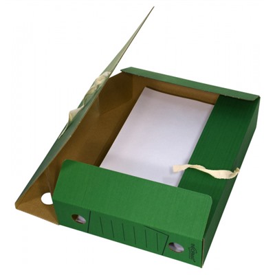 Короб архивный микрогофрокартон с завязками 75мм RB91-75G разборный зеленый inФОРМАТ