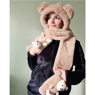 Шапка-шарф с ушками и шарфик