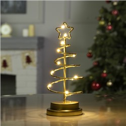 Светодиодная фигура «Ёлка золотистая» 12×25×12 см, металл, батарейки АААх3 (не в комплекте), свечение тёплое белое