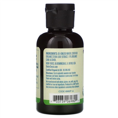 Now Foods, Better Stevia, органический бескалорийный жидкий подсластитель, 59 мл (2 жидк. унции)