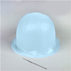 Шапочка для мелирования, с крючком, голубая