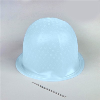 Шапочка для мелирования, с крючком, голубая