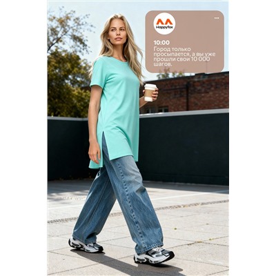 Женская удлиненная футболка с разрезами Happyfox