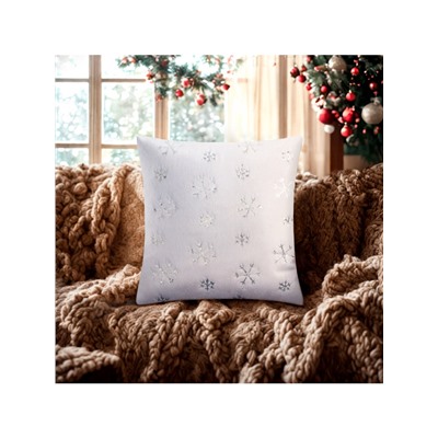 Наволочка декоративная новогодняя «Этель. Снежинка» 43×43 см, 100% п/э, серебро