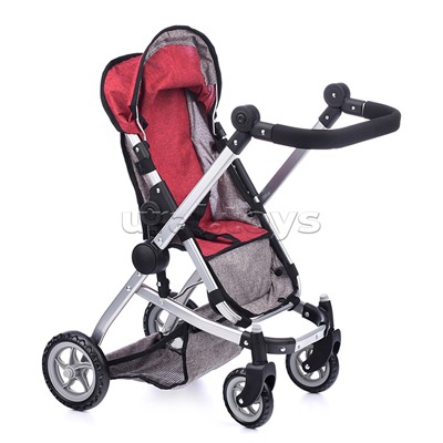 Коляска для кукол прогулочная, металлическая, цвет бордово-серый