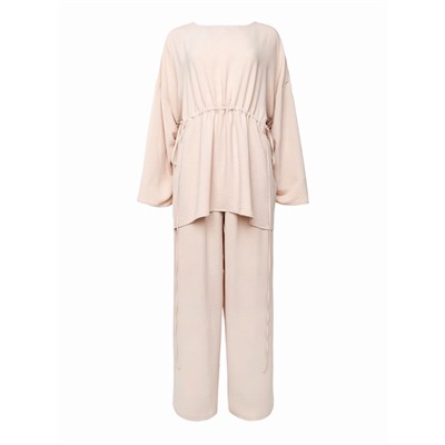 Костюм женский (туника, брюки) MINAKU: Casual Collection, размер 42, бежевый