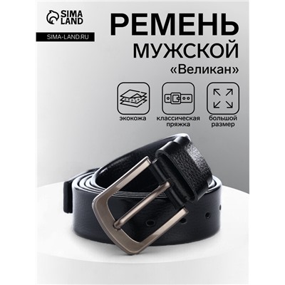Ремень мужской «Великан» для полных, ширина 4 см, винт, чёрный