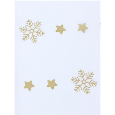 Бумага упаковочная новогодняя тишью «Снежинки со звездами», золотистый, 50×66 см