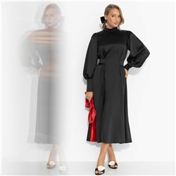 Платье приталенное из атласа, Притяжение элегантности (чёрная магия)