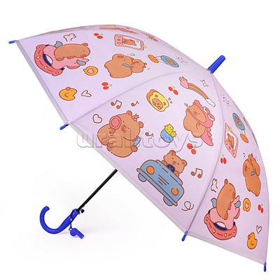 Зонт детский "Милая капибара" (цвет фиолетовый) (48,5см.)