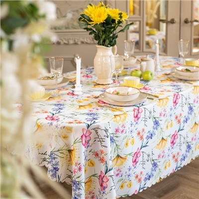 Скатерть Доляна "Make all things beautiful" 145х220 см, 100% п/э