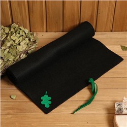 Коврик - лежак для бани и сауны с нашивкой «Дубовый лист», 150×50 см, войлок, чёрный