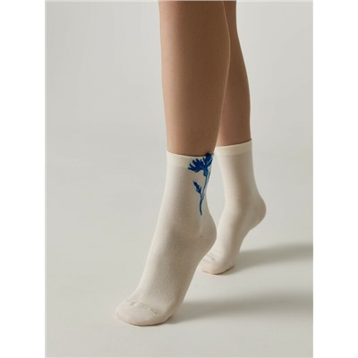 Классические CONTE CLASSIC Удлинённые носки женские из хлопка с пикотом «Василёк»