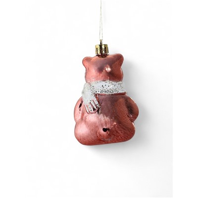 Ёлочные игрушки 3 шт. «Зимнее волшебство. Мишка колор» пластик, 9×5 см, красный