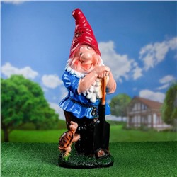 Садовая фигура из гипса «Гном с черепахой», 30×31×72 см