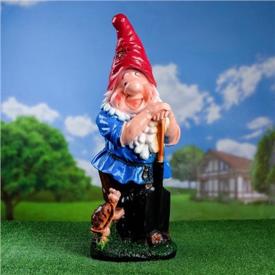 Садовая фигура из гипса «Гном с черепахой», 30×31×72 см