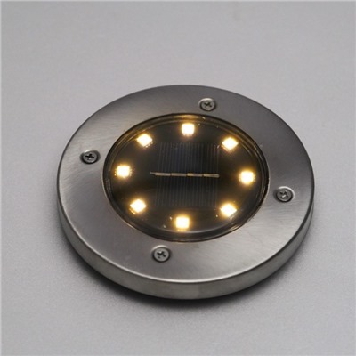 Садовый светильник, уличный, на солнечной батарее, 8 LED, свечение тёплое белое