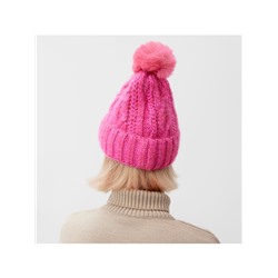 Шапка с помпоном женская MINAKU, розовая, размер 56-58