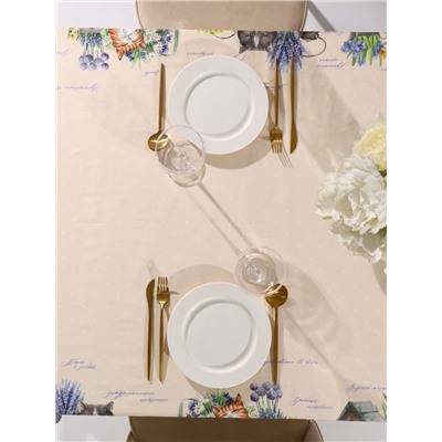 Скатерть «Этель. Уютные коты», 180×147 см, 100% хлопок, саржа 190 г/м²