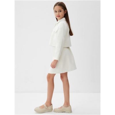 Комплект для девочки (жакет и юбка) MINAKU: PartyDress, белый, рост 128 см
