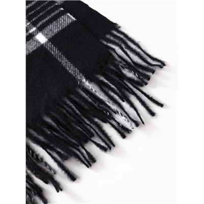 Плед с бахромой «Этель. Клетка», 120×160 см, чёрный
