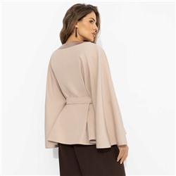 Жакет‑кейп на подкладе, Яркий эффект (пудра, с поясом)