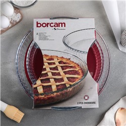 Формы для запекания Paşabahçe Borcam, 2 предмета: 1.6 л, 2.6 л, жаропрочное стекло, прозрачные