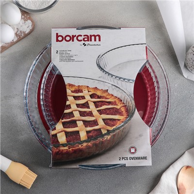 Формы для запекания Paşabahçe Borcam, 2 предмета: 1.6 л, 2.6 л, жаропрочное стекло, прозрачные