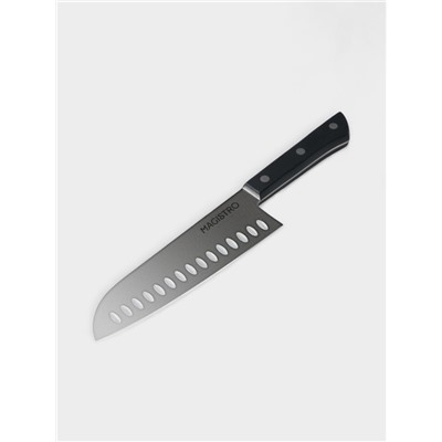 Нож кухонный сантоку Hinshitsu, нержавеющая сталь, лезвие 17.8 см, длина 29.5 см, чёрный