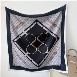 Платок шелковый на голову и шею весенний, мультицвет