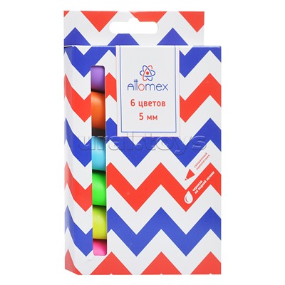 Набор маркеров-выделителей "Attomex" (06 цв. - желт, зел, оранж, роз, гол, сирен) плоский корпус, скошенный наконечник, ширина линии 1-5 мм, в картонной коробке