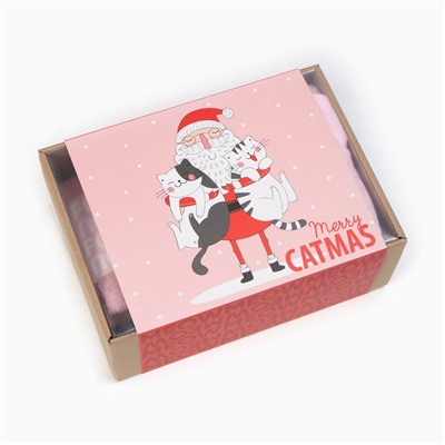 Набор подарочный новогодний «Merry catmas» полотенце и аксессуары (5 предметов)