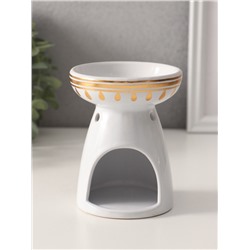 Аромалампа для эфирных масел «Индийский слон», керамика, белая с золотом, 9.3×9.3×11.8 см