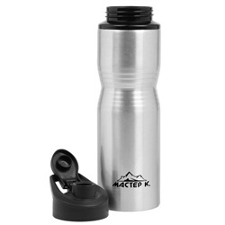 Бутылка для воды «Мастер К», 750 мл, 24×7.3 см, корпус из алюминия, серебристая