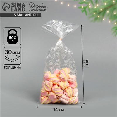 Пакет подарочный новогодний пропиленовый «Новый год», 14×29 см