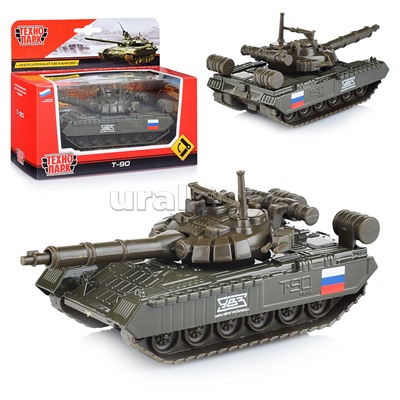 Машина металл Танк T-90, 12см, (подвиж. дет.,)инерц. в коробке