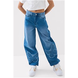 Брюки текстильные джинсовые для девочек PLAYTODAY, 1240107