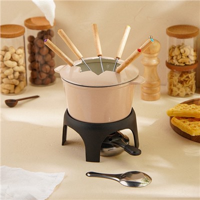 Фондю SL Home, d=17 см, h=10 см, эмалированное покрытие, чугун, бежевое