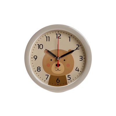 Будильник «Медвежонок», плавный ход, d=15 см, бежевый