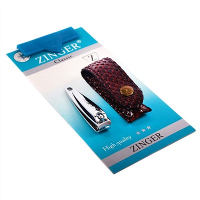 Zinger Набор для маникюра: книпсер для ногтей, чехол / Classic SIS-48, серебристый глянцевый, 5,5 см 2378