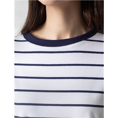 Свободная футболка в полоску из премиального хлопка с эластаном