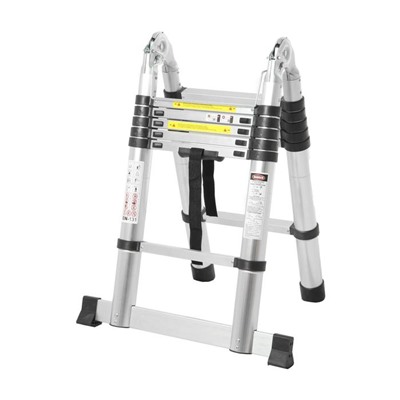 Стремянка-лестница телескопическая ТУНДРА, раскладная, алюминиевая, 1.9×1.9 м