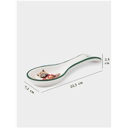 Подставка под ложку новогодняя Доляна «Сказки зимнего леса», 22.3×7.1×2.7 см, доломит, белая