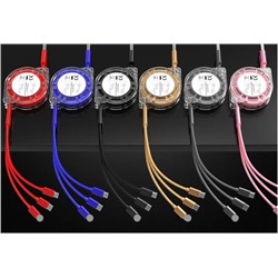 3 в 1, кабель для зарядного устройства с несколькими USB-портами, выдвижной адаптер для нескольких зарядных шнуров с разъемами порта Mini Type C Micro USB