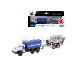 Набор машин "Грузовик с прицепом. Полиция" металл, инерц, съемный тент,