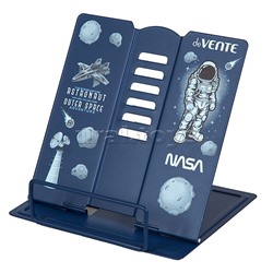 Подставка для учебников и книг "NASA" 15,4x15,2 см, металлическая окрашенная, вес 235 г, с противоскользящими ножками, синяя, с полноцветным рисунком, в пластиковом пакете с европодвесом