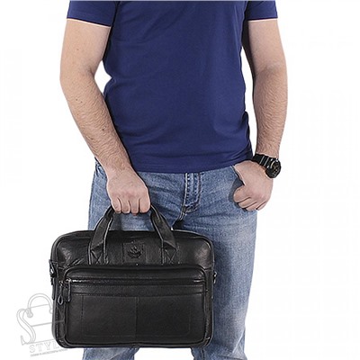 Портфель мужской кожаный 11018Z black Zinimsk